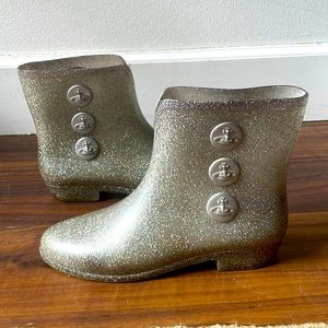 Vivienne Westwood Anglomania  x Melissa Silver Glitter Rain booties.